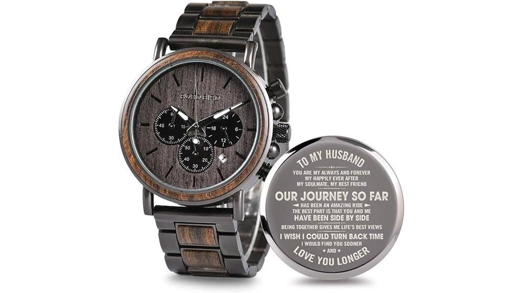engraved wooden men s watch