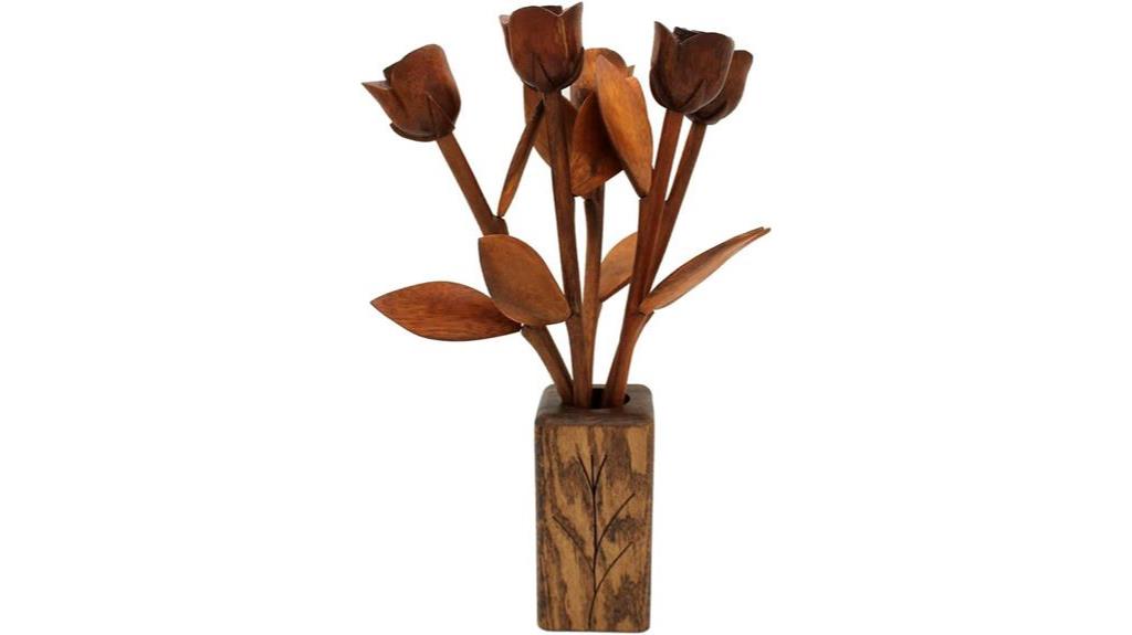 hand carved wood roses