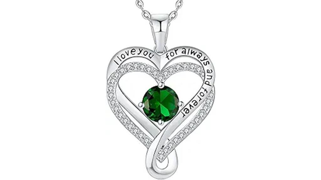 infinity heart birthstone necklace