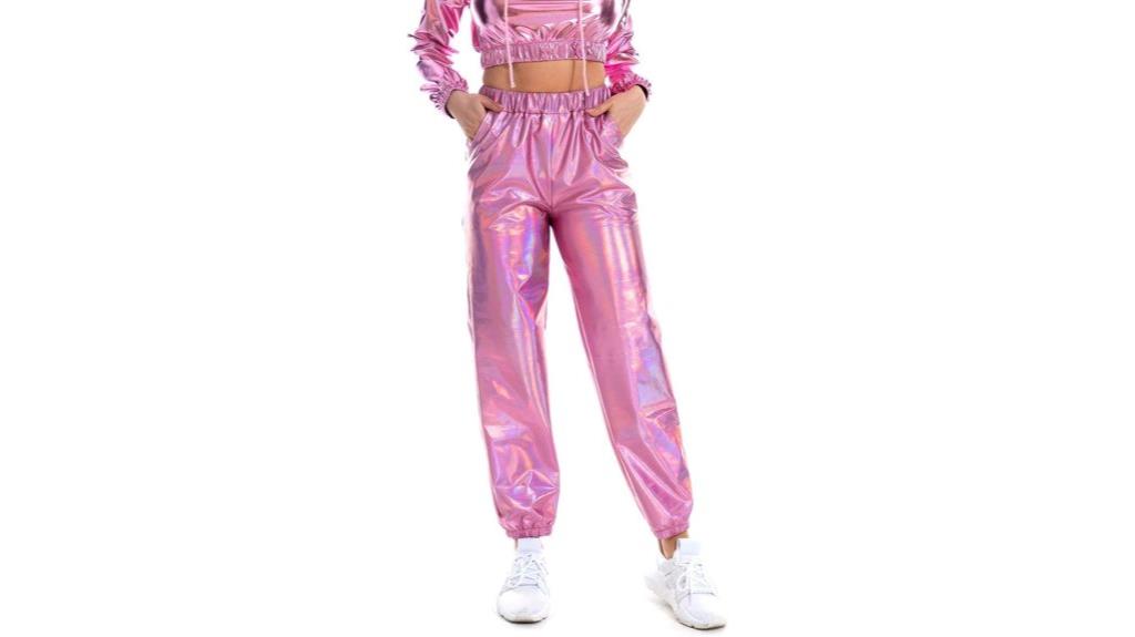shiny metallic high waist joggers