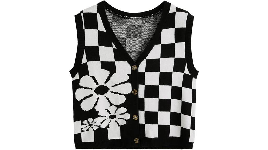 checkered plaid women s sleeveless cardigan