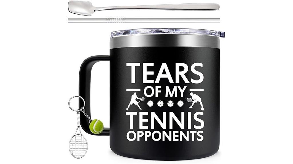 funny tennis themed coffee mug