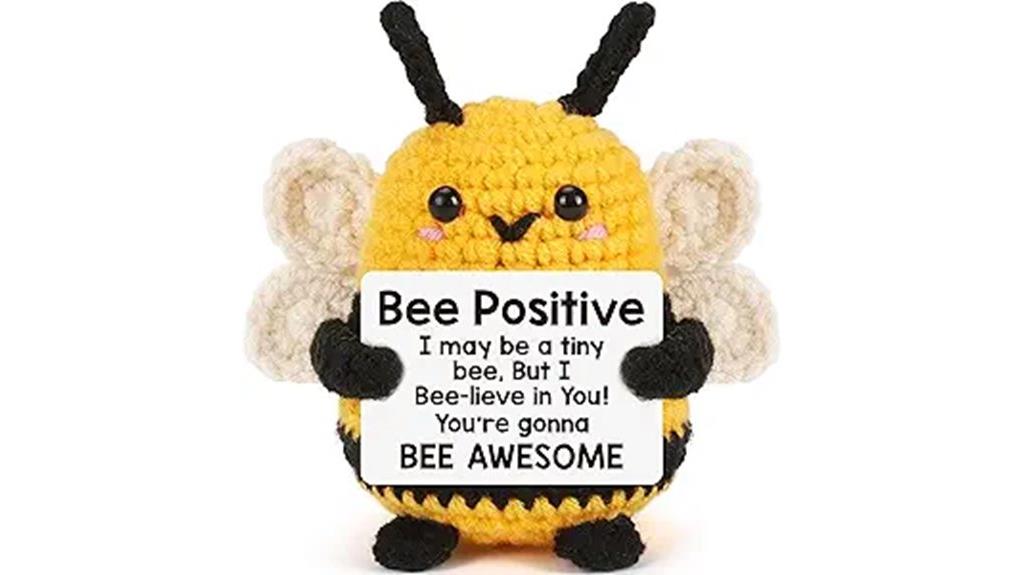 small yellow crochet bee