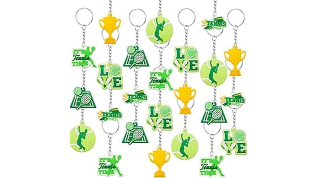 tennis party keychains and rackets